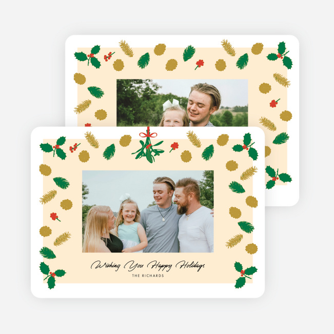 Patterned Pines Holiday Cards and Invitations - Yellow