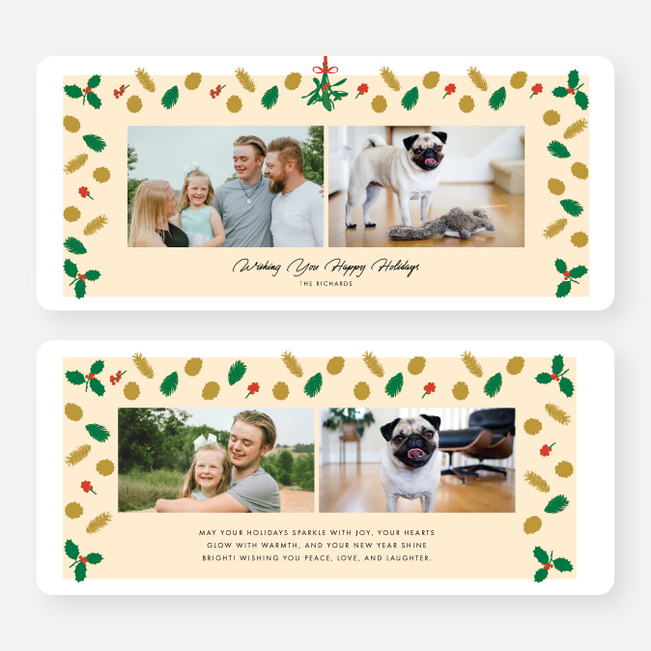 Patterned Pines Holiday Cards and Invitations - Yellow