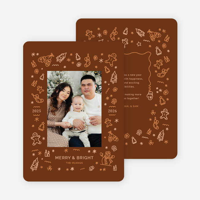 Seasonal Symbols New Year Cards and Invitations - Brown