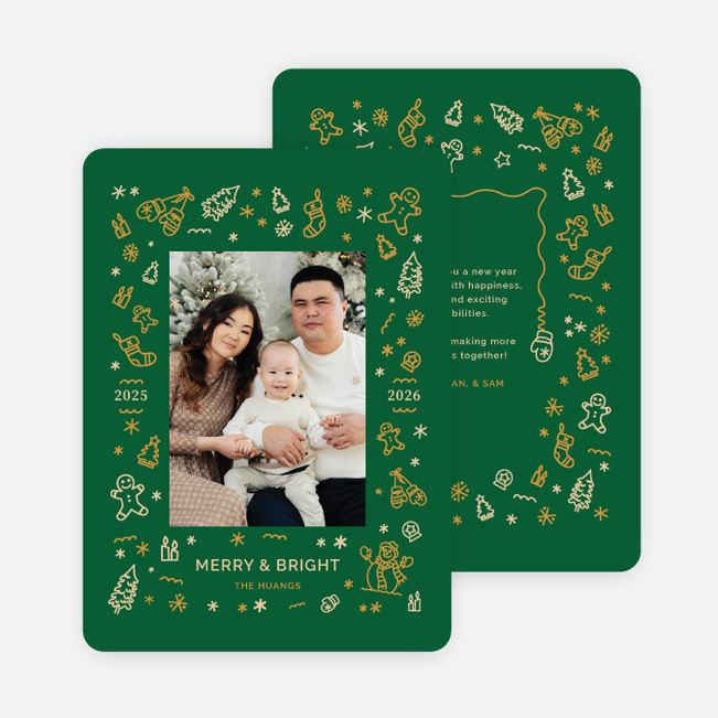 Seasonal Symbols New Year Cards and Invitations - Green