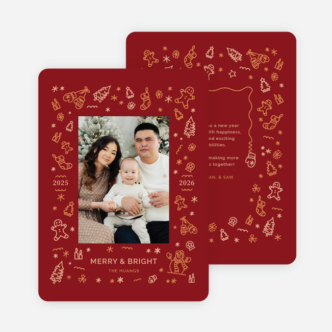Seasonal Symbols New Year Cards and Invitations - Red