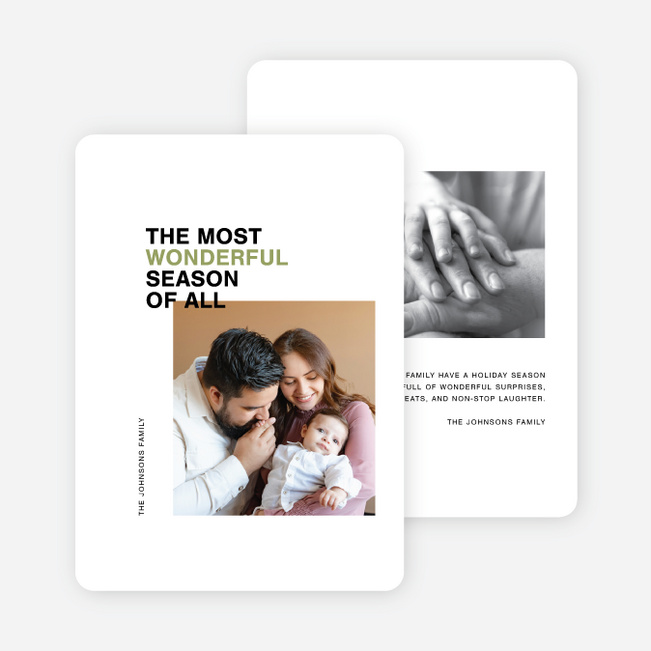 Statement Season Holiday Cards and Invitations - White