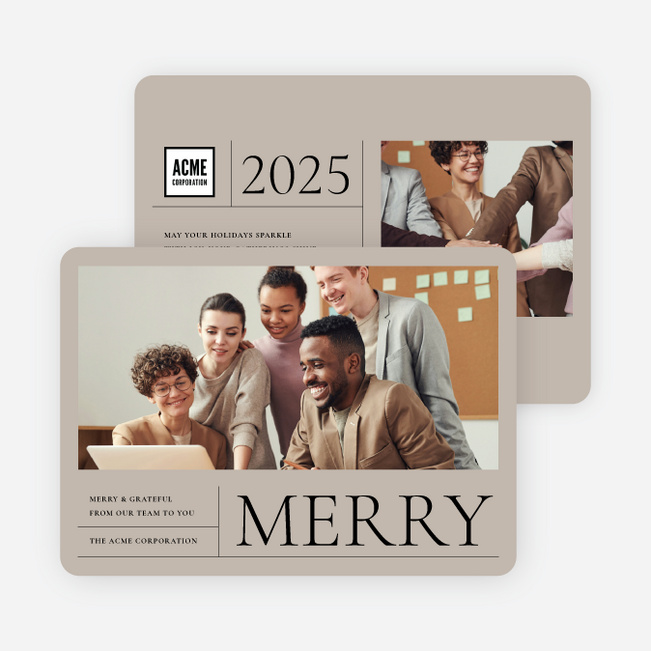 Cheerfully Arranged Corporate Holiday Cards & Corporate Christmas Cards - Beige
