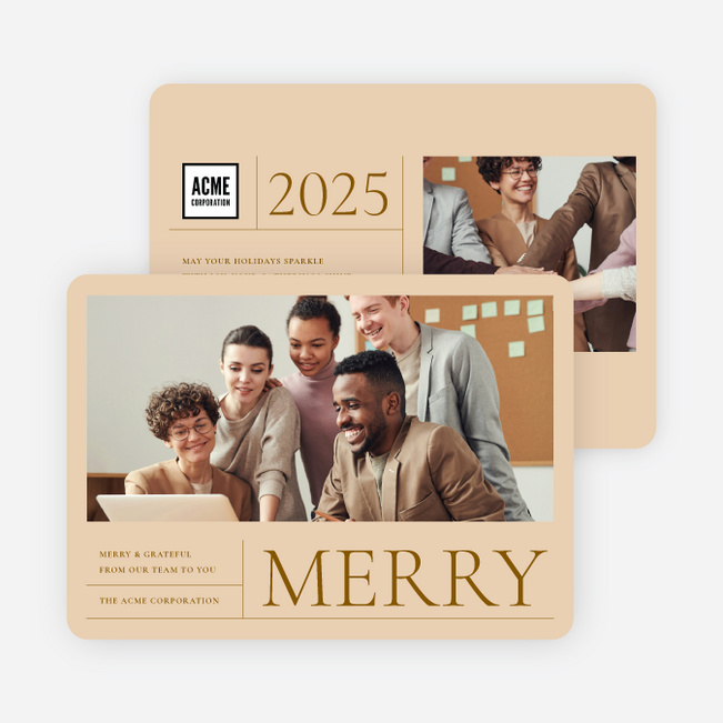 Cheerfully Arranged Corporate Holiday Cards & Corporate Christmas Cards - Brown