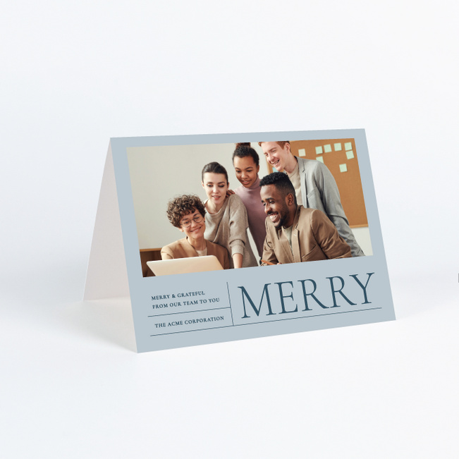Cheerfully Arranged Corporate Holiday Cards & Corporate Christmas Cards - Blue