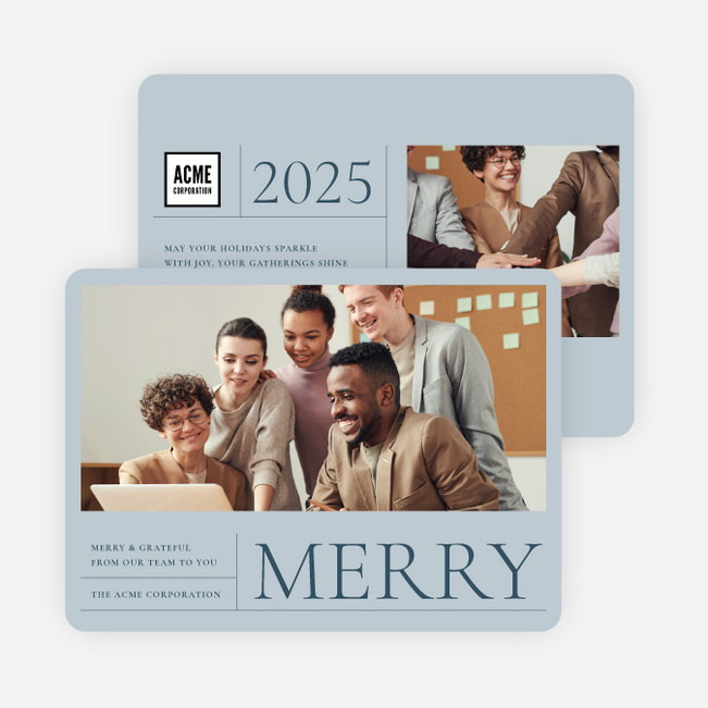 Cheerfully Arranged Corporate Holiday Cards & Corporate Christmas Cards - Blue