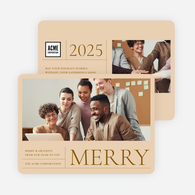 Cheerfully Arranged Corporate Holiday Cards & Corporate Christmas Cards - Brown