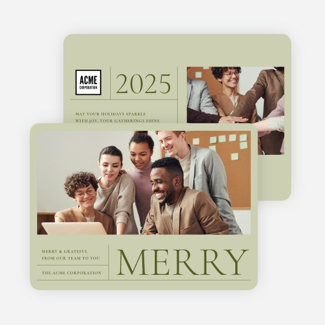 Cheerfully Arranged Corporate Holiday Cards & Corporate Christmas Cards - Green
