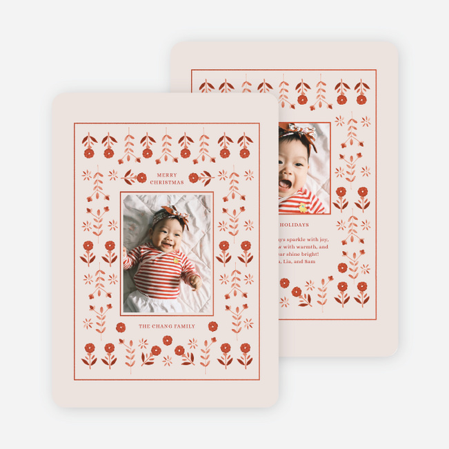 Crimson Folklore Christmas Cards - Beige