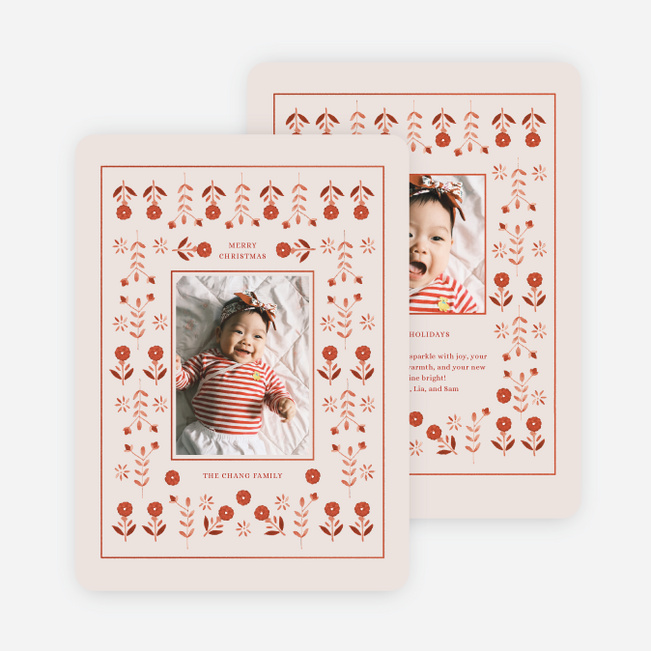 Crimson Folklore Christmas Cards - Beige