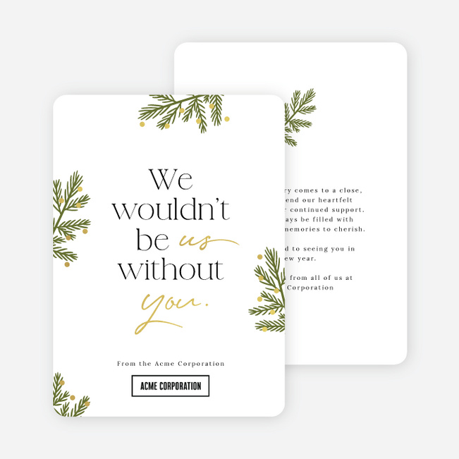 Foil Evergreen Glow Corporate Holiday Cards & Corporate Christmas Cards - Yellow