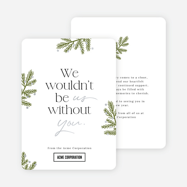 Foil Evergreen Glow Corporate Holiday Cards & Corporate Christmas Cards - Gray