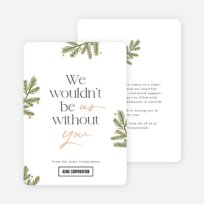 Foil Evergreen Glow Corporate Holiday Cards & Corporate Christmas Cards - Pink