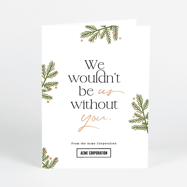 Foil Evergreen Glow Corporate Holiday Cards & Corporate Christmas Cards - Pink