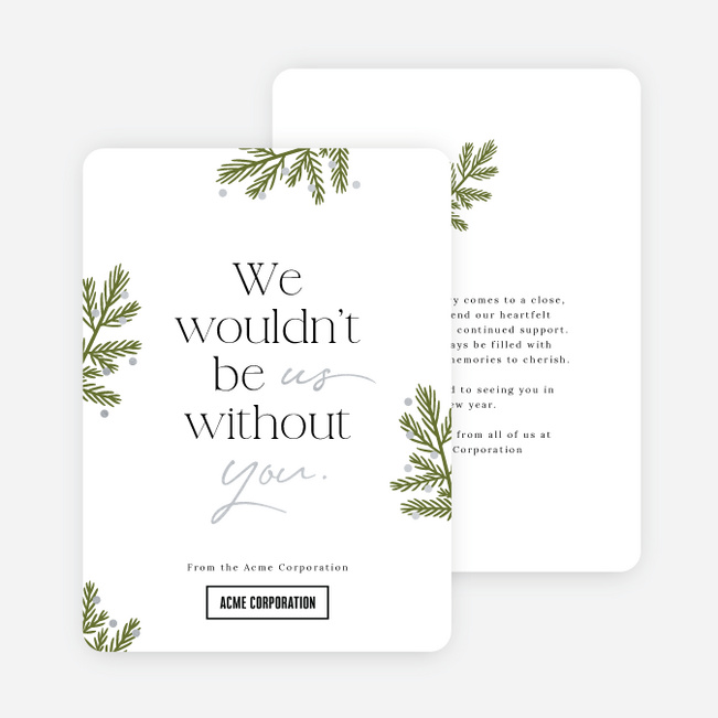 Foil Evergreen Glow Corporate Holiday Cards & Corporate Christmas Cards - Gray