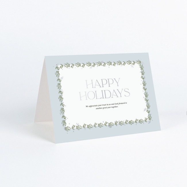 Foil Garland Glow Corporate Holiday Cards & Corporate Christmas Cards - Gray