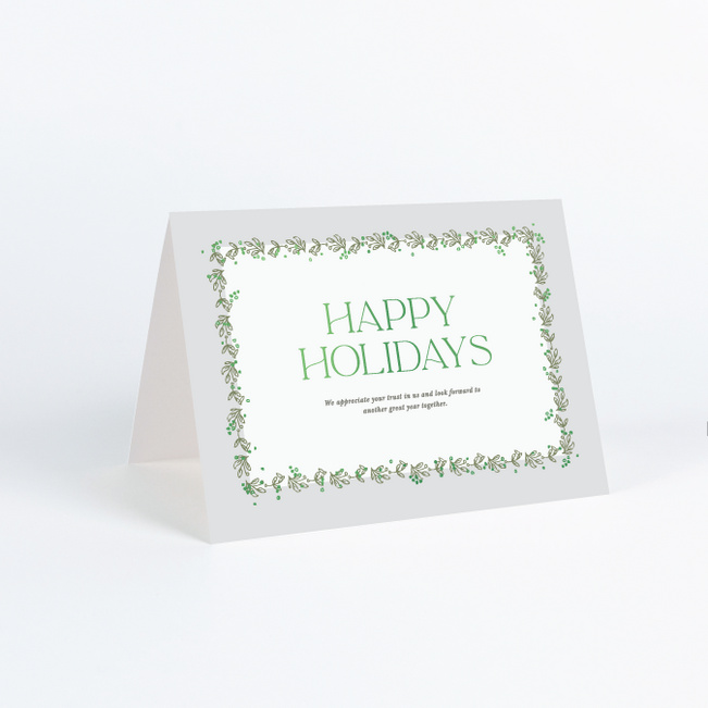 Foil Garland Glow Corporate Holiday Cards & Corporate Christmas Cards - Green