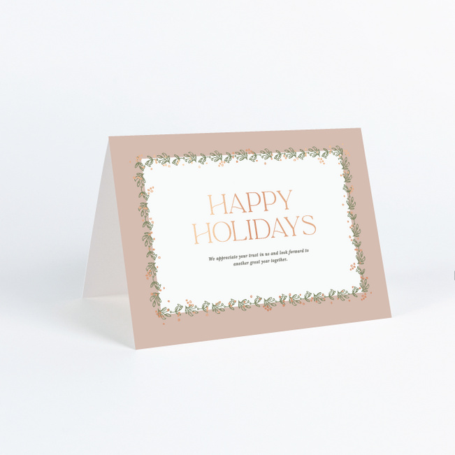Foil Garland Glow Corporate Holiday Cards & Corporate Christmas Cards - Pink