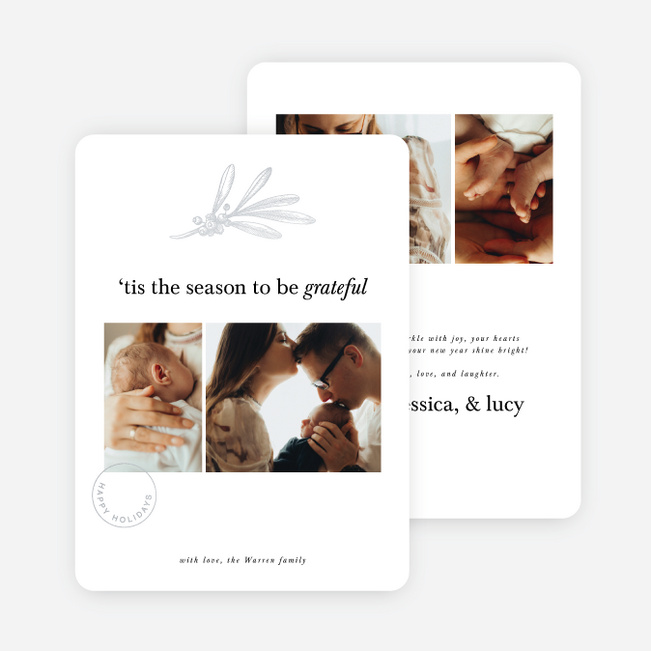 Foil Mistletoe Mail Holiday Cards and Invitations - Gray