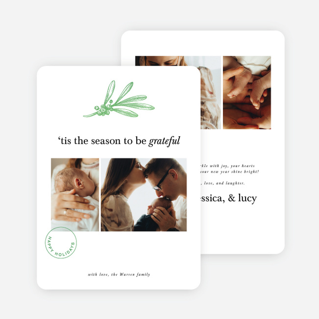 Foil Mistletoe Mail Holiday Cards and Invitations - Green