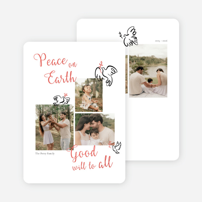 Foil Peace by Piece Christmas Cards - Red