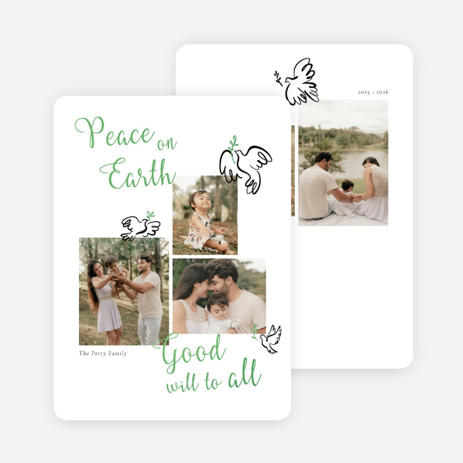 Foil Peace by Piece Christmas Cards - Green