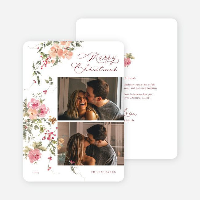 Polished Petals Christmas Cards - Red