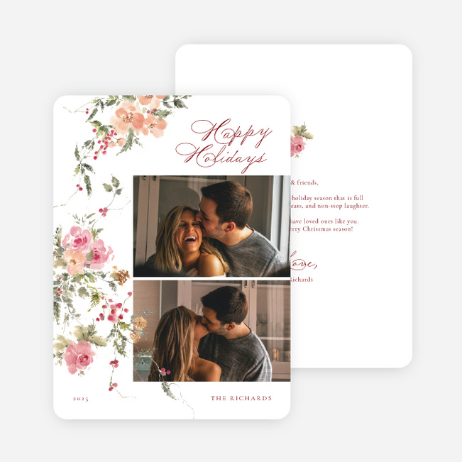 Polished Petals Holiday Cards and Invitations - Red