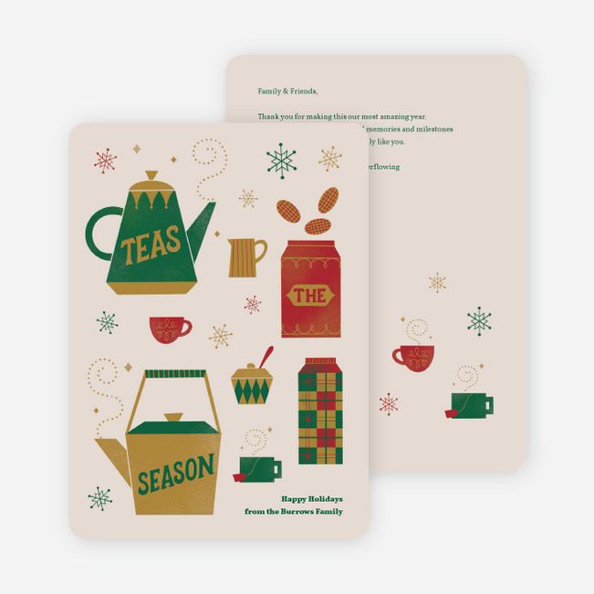 Teaful Tidings Holiday Cards and Invitations - Multi