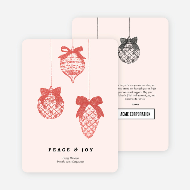 Foil Bow & Bauble Corporate Holiday Cards & Corporate Christmas Cards - Red