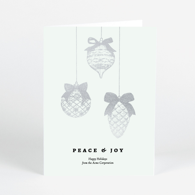 Foil Bow & Bauble Corporate Holiday Cards & Corporate Christmas Cards - Gray
