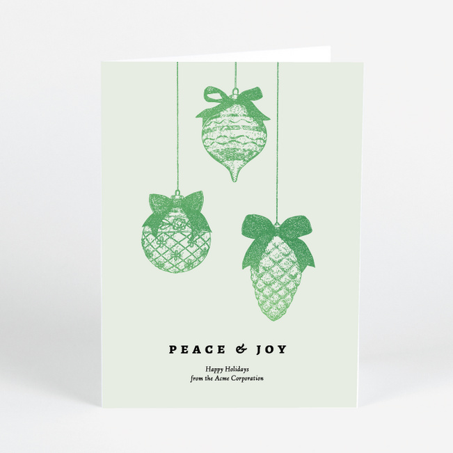 Foil Bow & Bauble Corporate Holiday Cards & Corporate Christmas Cards - Green