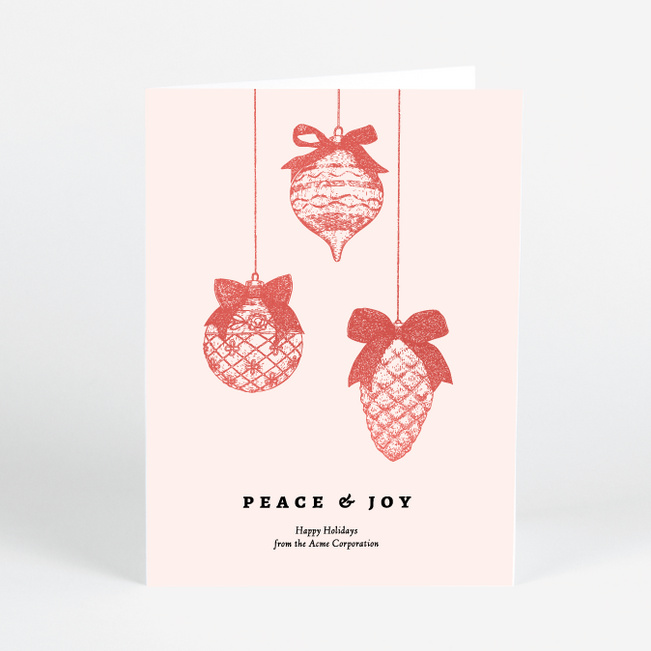 Foil Bow & Bauble Corporate Holiday Cards & Corporate Christmas Cards - Red
