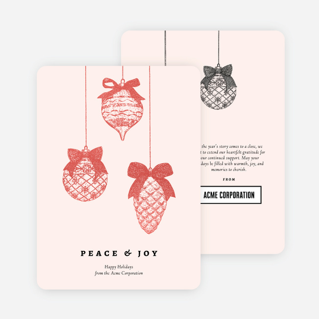 Foil Bow & Bauble Corporate Holiday Cards & Corporate Christmas Cards - Red