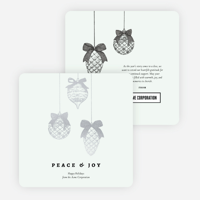 Foil Bow & Bauble Corporate Holiday Cards & Corporate Christmas Cards - Gray