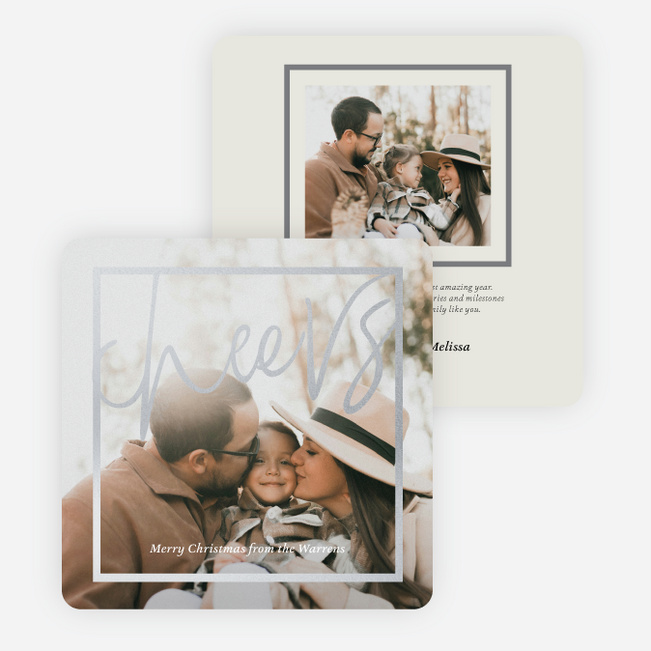 Foil Gilded Toast Christmas Cards - Gray