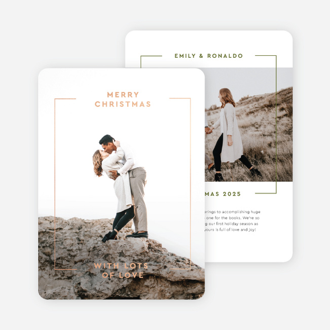 Foil Luxe Outline Christmas Cards - Pink