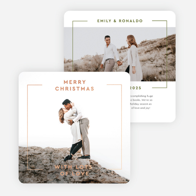 Foil Luxe Outline Christmas Cards - Pink