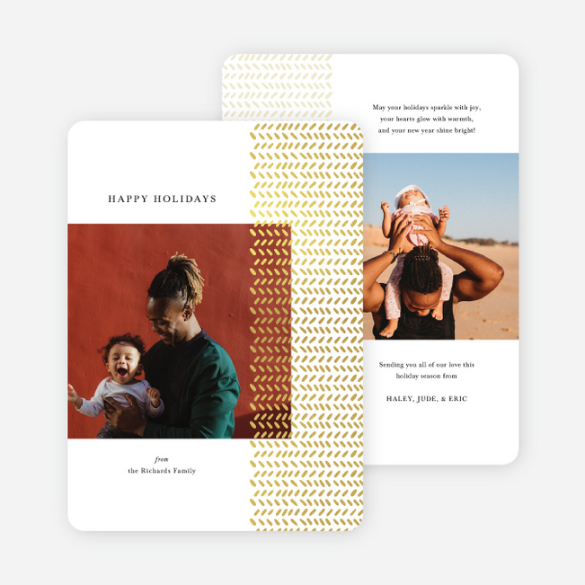 Foil Polished Edge Holiday Cards and Invitations - Yellow