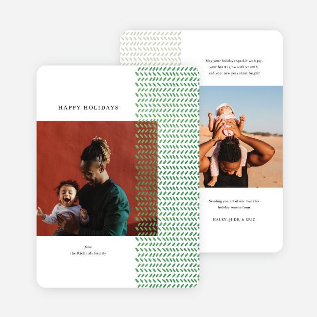 Foil Polished Edge Holiday Cards and Invitations - Green