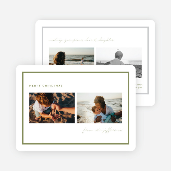 Photo Line Christmas Cards - Green