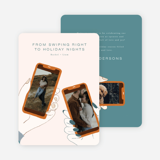 Swiping Right Holiday Cards and Invitations - Blue