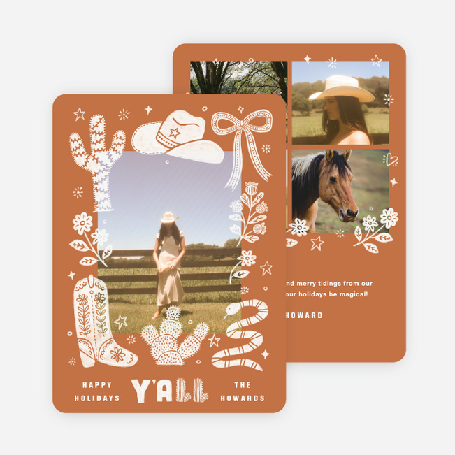 Wrangled Wishes Holiday Cards and Invitations - Orange