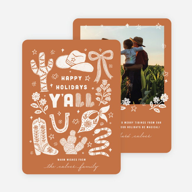 Wrangled Wishes Holiday Cards and Invitations - Orange