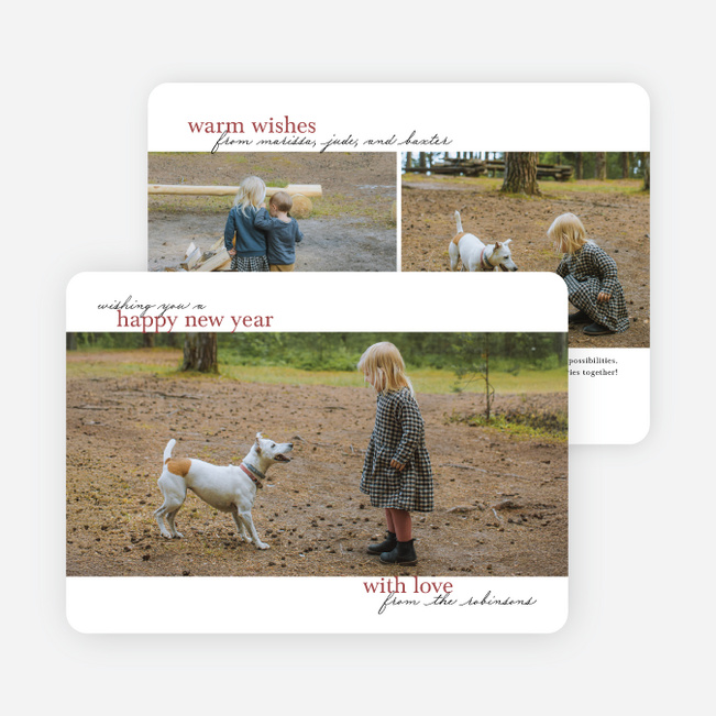 Edge to Edge New Year Cards and Invitations - Red