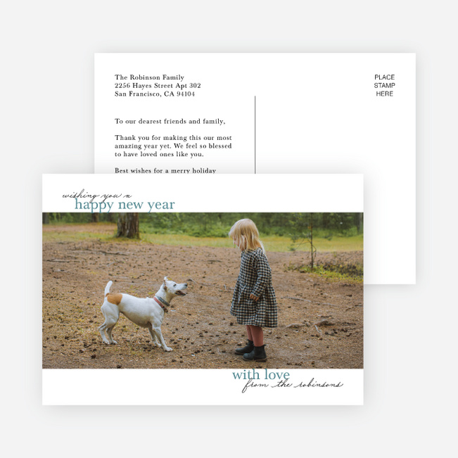 Edge to Edge New Year Cards and Invitations - Blue