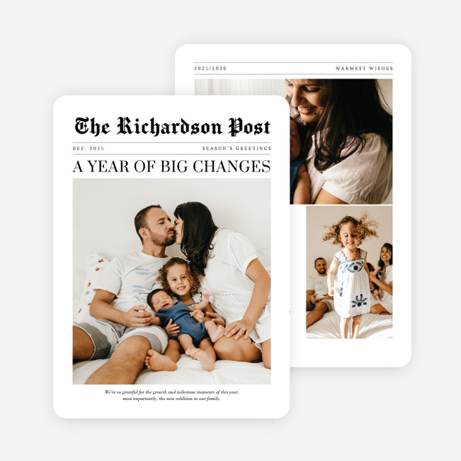 Headline Moment Holiday Cards and Invitations - Black