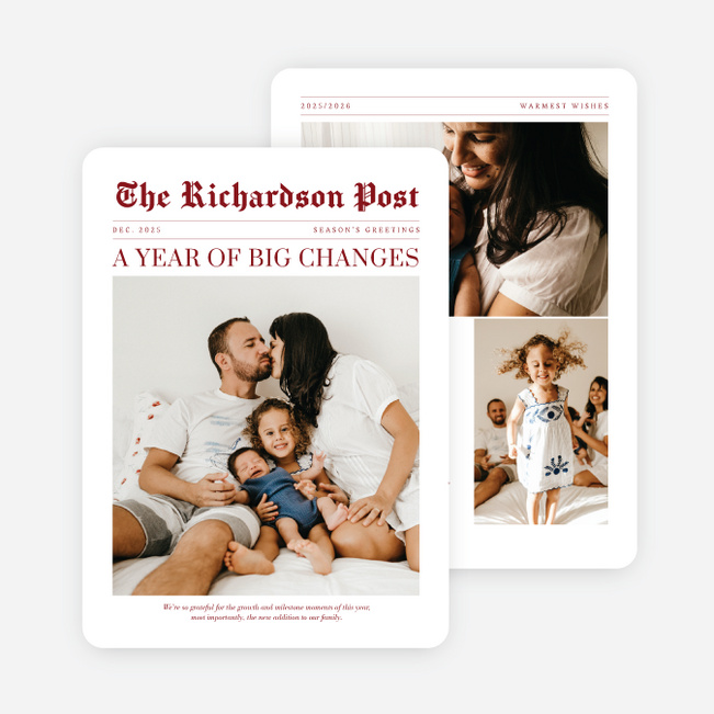 Headline Moment Holiday Cards and Invitations - Red