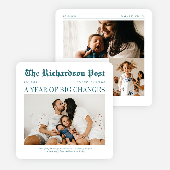 Headline Moment Holiday Cards and Invitations - Blue