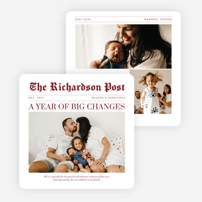 Headline Moment Holiday Cards and Invitations - Red